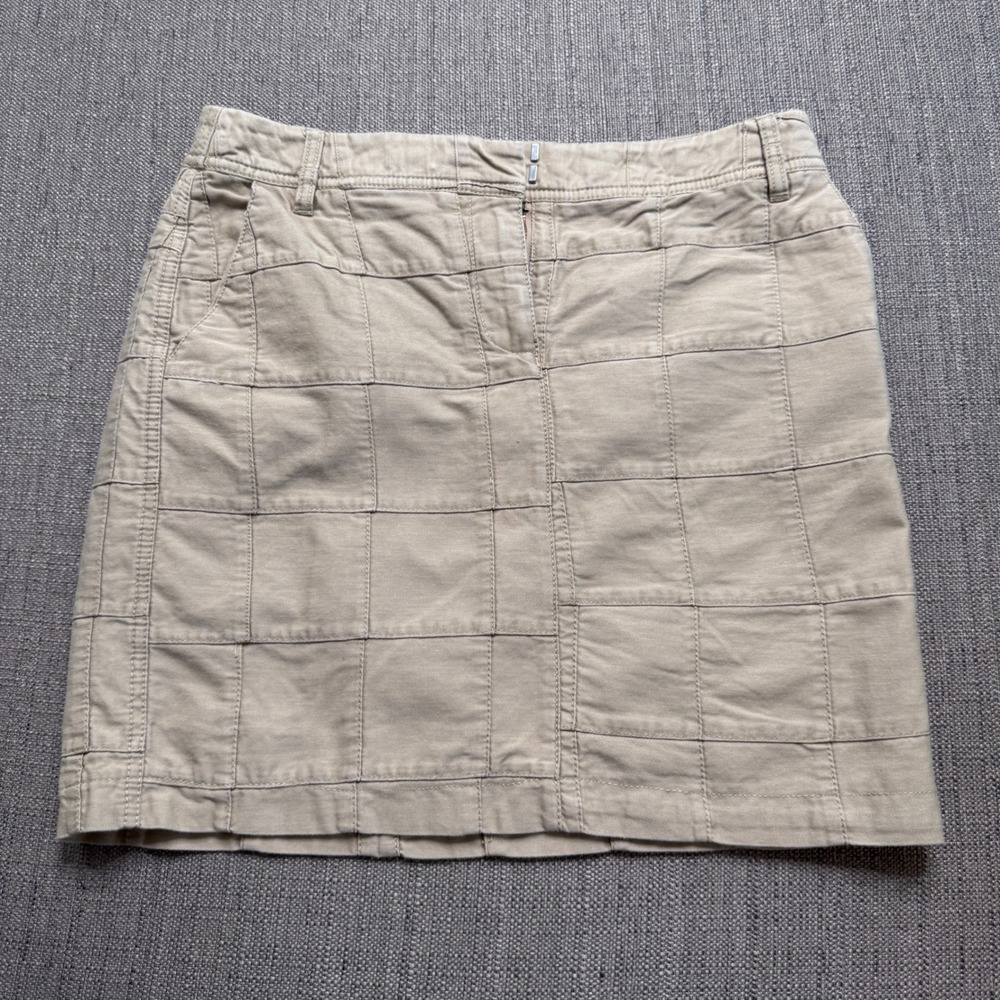 Ann Taylor Loft Khaki Patchwork Mini Skirt Tan Cotton Twill Size 2 Utility